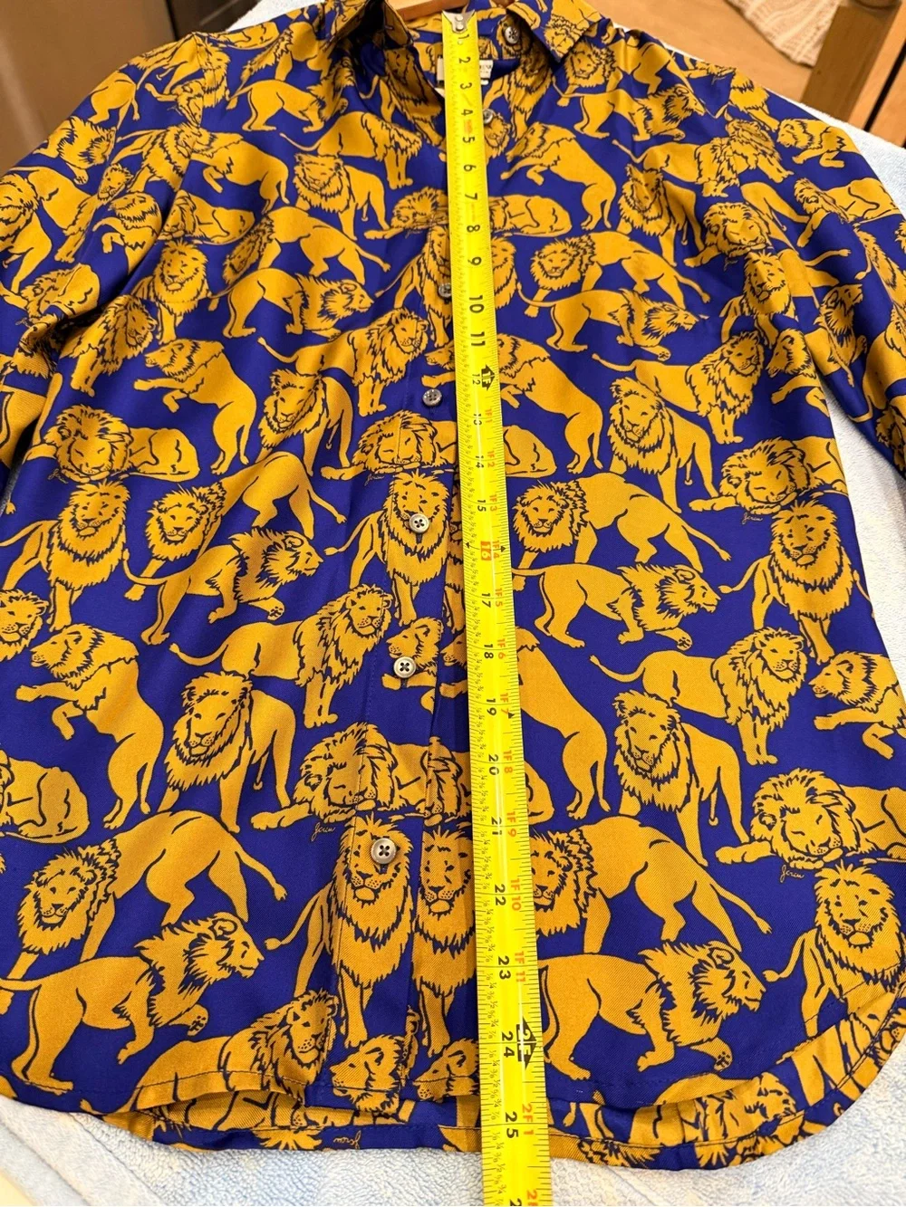 J. Crew Collection Silk Sleepy Lion Button Down Shirt